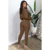 EVE Solid Rib Long Sleeve Two Piece Pants Set ASL-6300