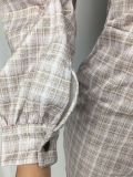 EVE Plaid Long Sleeve Turndown Collar Zipper Mini Dress LM-8184