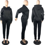 EVE Solid Casual Hoodies Two Piece Pants Set MIL-171