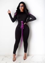 EVE Sexy Lace Up Long Sleeve Skinny Jumpsuits SHA-6182