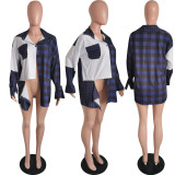 EVE Casual Loose Patchwork Plaid Blouse Tops HMS-5379