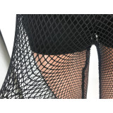 Plus Size Sexy Mesh Hollow Hooded Two Piece Sets CQ-070