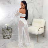 EVE Sexy Off Shoulder Hollow Out Two Piece Pants Set SMR-9736