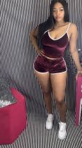 Sexy Velvet Cami Tops And Shorts 2 Piece Sets LSD-8784