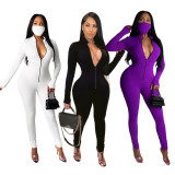 EVE Sexy Long Sleeve Zipper Tight Jumpsuits Without Mask SMR-9732
