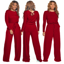 EVE Solid Long Sleeve Casual Loose Jumpsuits SMR-9682