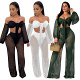 EVE Sexy Off Shoulder Hollow Out Two Piece Pants Set SMR-9736