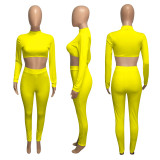 EVE Solid Long Sleeve Slim Fit Two Piece Pants Set NIK-182