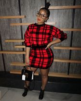 EVE Plaid Sweater Tops+Bodycon Skirt Two Piece Sets ZSD-078