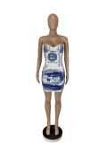 EVE Dollar Print Sexy Bodycon Mini Tube Dress CHY-1253