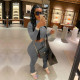 Plus Size Casual Solid Color Ruched Long Sleeve Two Piece Set TE-4002-1