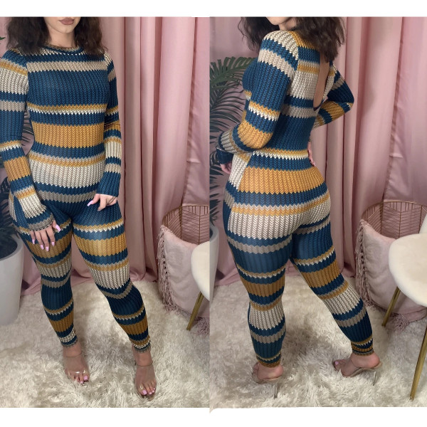 EVE Casual Printed Long Sleeve Jumpsuit TR-1072