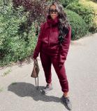 EVE Casual Solid Hoodies Two Piece Pants Set TK-6126