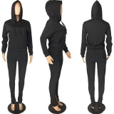 EVE Solid Hoodies Split Pants Two Piece Suits LM-8198