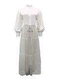 EVE Plus Size 4XL Long Sleeve Fashion Mesh Patchwork Long Shirt (Without Belt) QYF-0315