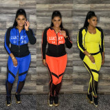 Fashion Letter Print Long Sleeve Sports Two Piece Sets YMF-3501