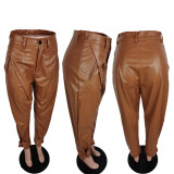 EVE PU Leather Casual Loose Long Pants AWF-5812