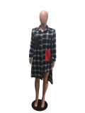 EVE Fashion Plaid Irregular Shirt Dress OM-1099-1