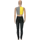 EVE Black PU Leather Skinny Stacked Pants MEI-9119