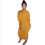 EVE Solid Color Long Sleeve Bodycon Maxi Dresses TR-982