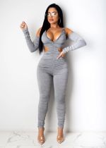 Sexy Off Shoulder Hollow Ruched Jumpsuits WZ-8337