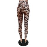 EVE Leopard Print Long Sleeve Two Piece Pants Set MEM-8307