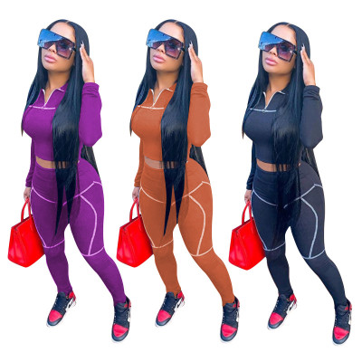 EVE Casual Sports Long Sleeve Two Piece Pants Set MEM-8306