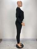 EVE Casual Solid Color Long Sleeve Pants Two Piece Set XYF-9061