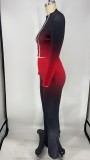 EVE Gradient Zipper Long Sleeve Two Piece Pants Set XMY-9267