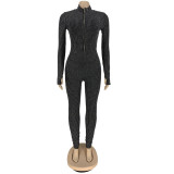 EVE Sexy Skinny Long Sleeve Party Lurex Jumpsuits FNN-8548