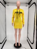 EVE LUCKY LABEL Letter Print Casual Hoodies Dress WSM-5202