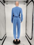 EVE Solid Thicken Sweatshirt Pants Two Piece Suits WSM-5203