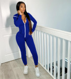 EVE Casual Hooded Zipper Two Piece Pants Set YIM-152