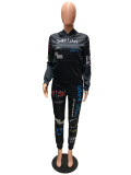 EVE Casual Printed Hoodie Pants Two Piece Suits QZX-6173