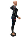 EVE Casual Printed Hoodie Pants Two Piece Suits QZX-6173