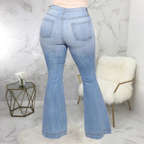 EVE Plus Size 5XL Fat MM Denim Ripped Hole Flared Jeans HSF-2342