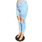 EVE Plus Size Denim Ripped Hole Jeans Pants LX-5006