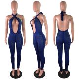 EVE Sexy Hot Drilling Halter Backless Jumpsuits LX-9101