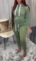 Fashion Casual Solid Color Hooded Sweatshirts Suit ANNF-6009