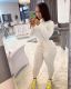 Solid Long Sleeve Rib Tops+Plush Pants Two Piece Suits NIK-191