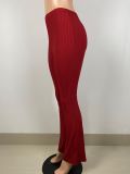EVE Solid Ribbed Mid Waist Long Pants LSL-6398