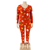EVE Plus Size 5XL Christmas Sexy Tight Printed Jumpsuit OSIF-20888-1