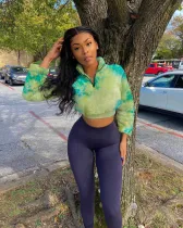 EVE Casual Tie Dye Crop Tops And Pants 2 Piece Sets MOF-5192