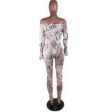 EVE Sexy Mesh Printed Bodysuit Pants 2 Piece Sets ABF-6635
