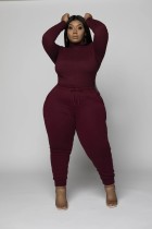 EVE Plus Size 5XL Solid Long Sleeve Two Piece Sets WAF-7113