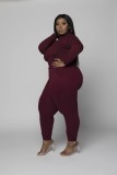 EVE Plus Size 5XL Solid Long Sleeve Two Piece Sets WAF-7113