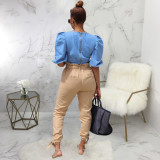 EVE Casual Mid Waist Sashes Long Pants SMR-9812