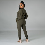 EVE Plus Size Casual Solid Deep V Neck Long Sleeve Jumpsuits YM-9259