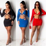 EVE Sexy Ruched Crop Tops Mini Skirt Two Piece Suits CHY-1285