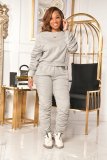 EVE Casual Solid Long Sleeve Ruched Two Piece Pants Set IV-8148